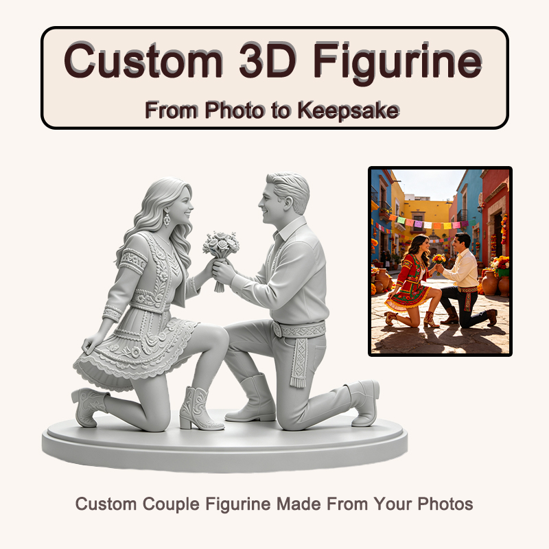 Resin Art Wedding Gift - Figurine de couple personnalisée imprimée en