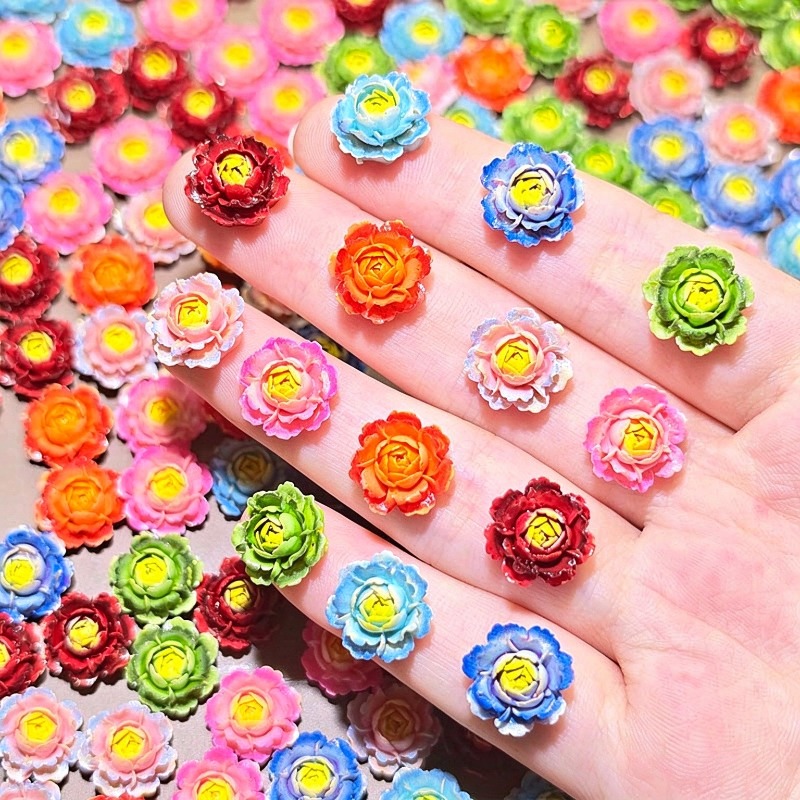 Resin Art Rose - 50 pièces, assortiment de couleurs, cabochons